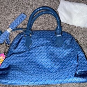 Happy Wahine Purse New W Tags Blue Faux Woven Womens Handbag